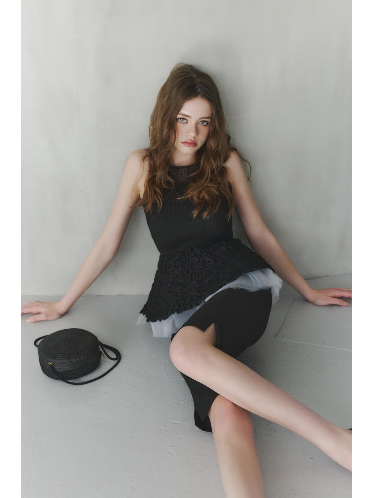 Tulle Peplum Rib Knit