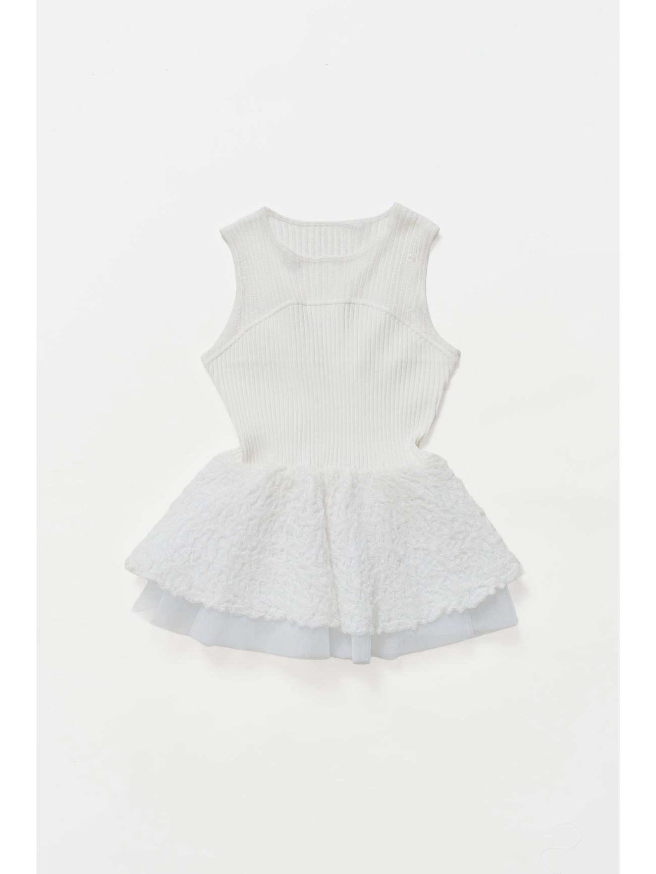 Tulle Peplum Rib Knit