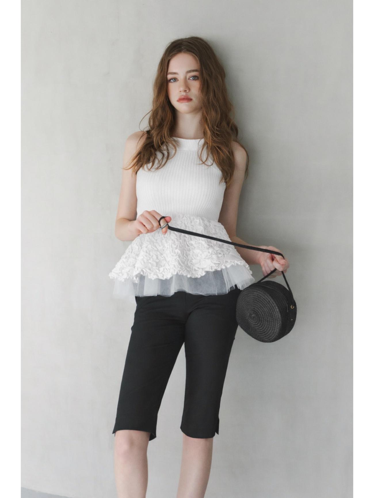 Tulle Peplum Rib Knit