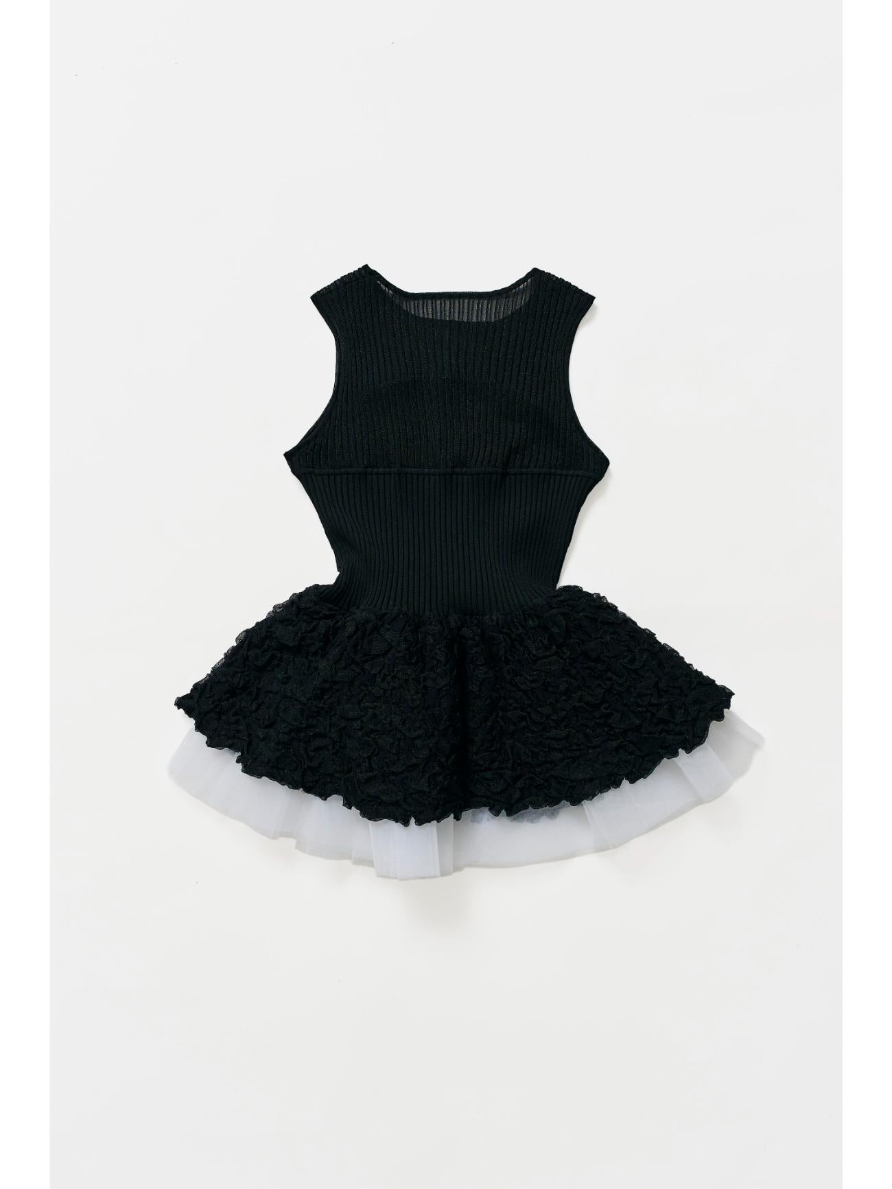 Tulle Peplum Rib Knit