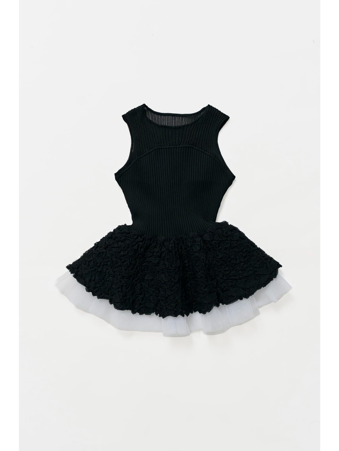 Tulle Peplum Rib Knit